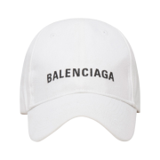 (W) Balenciaga Embroidered Logo Classic Baseball Cap White