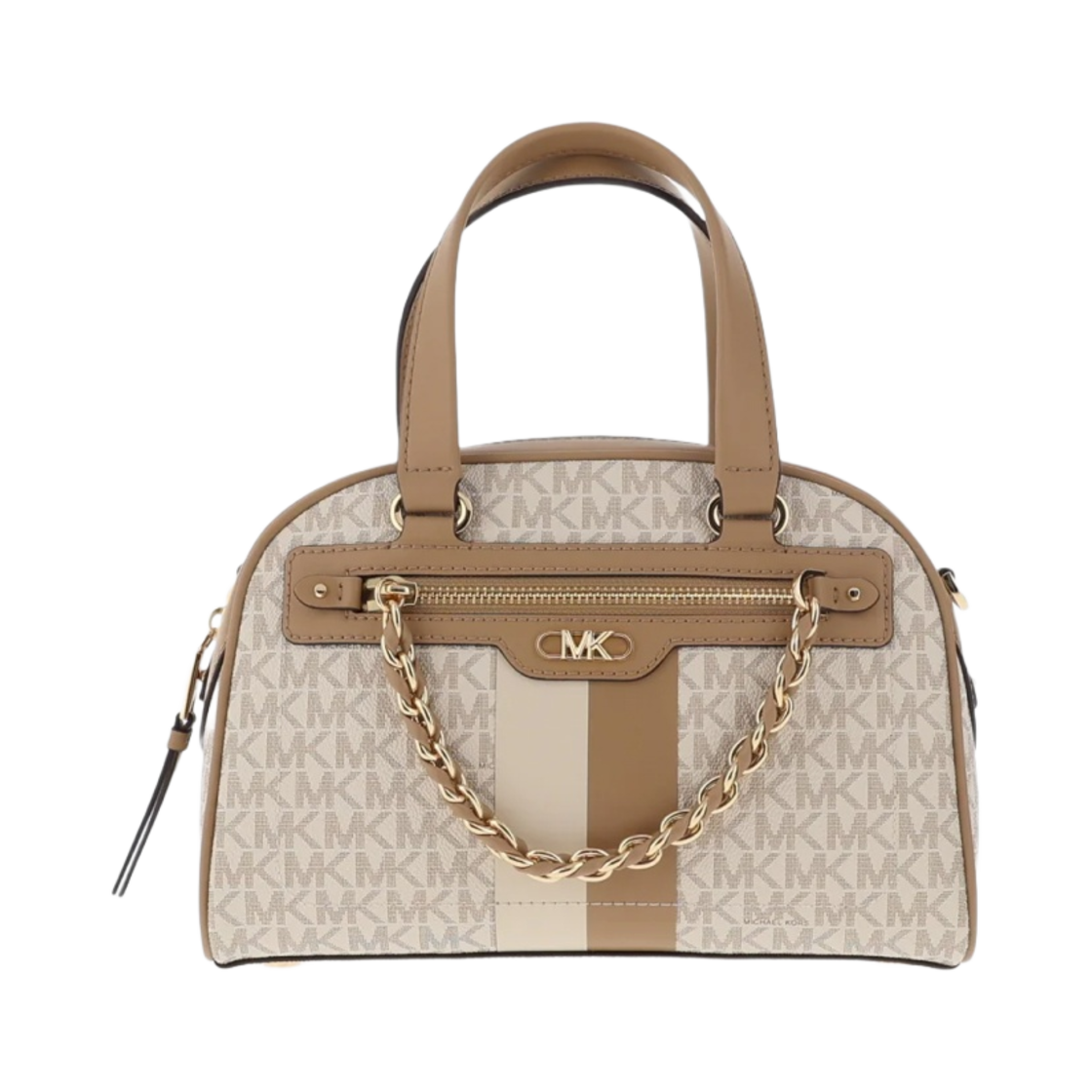 30F3G6WS1B170 Michael Kors Williamsburg Small Logo Stripe Satchel Vanilla Combo