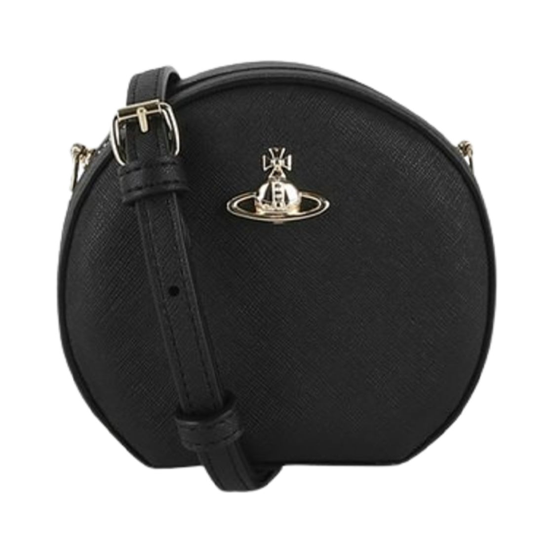 5202006LU-S000B-N401 Vivienne Westwood Saffiano Round Crossbody Bag Black
