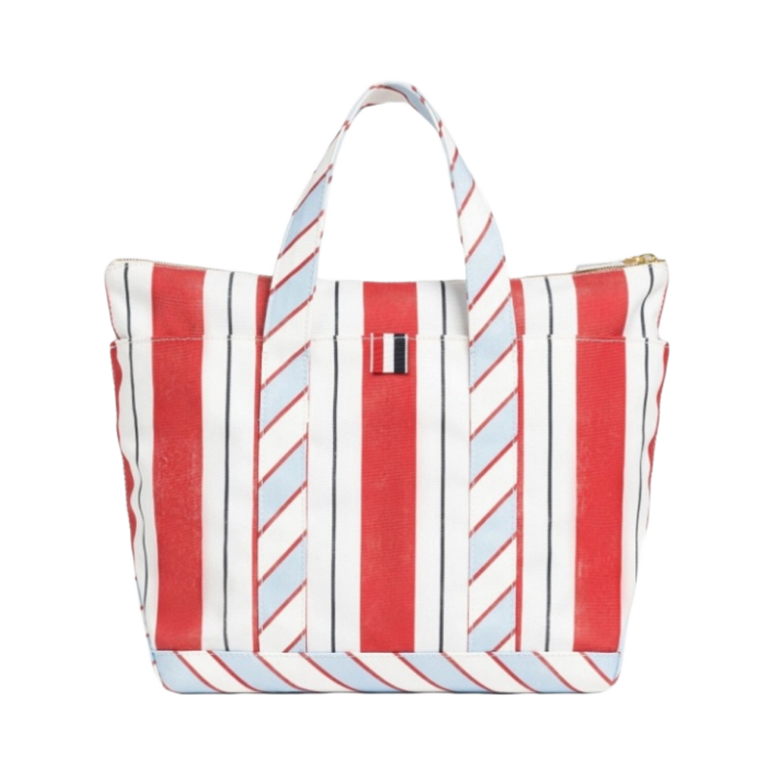 톰브라운 워시드 스트라이프 캔버스 스몰 툴 토트백 레드(Thom Browne Washed Striped Canvas Small Tool Tote Bag Red) - 3