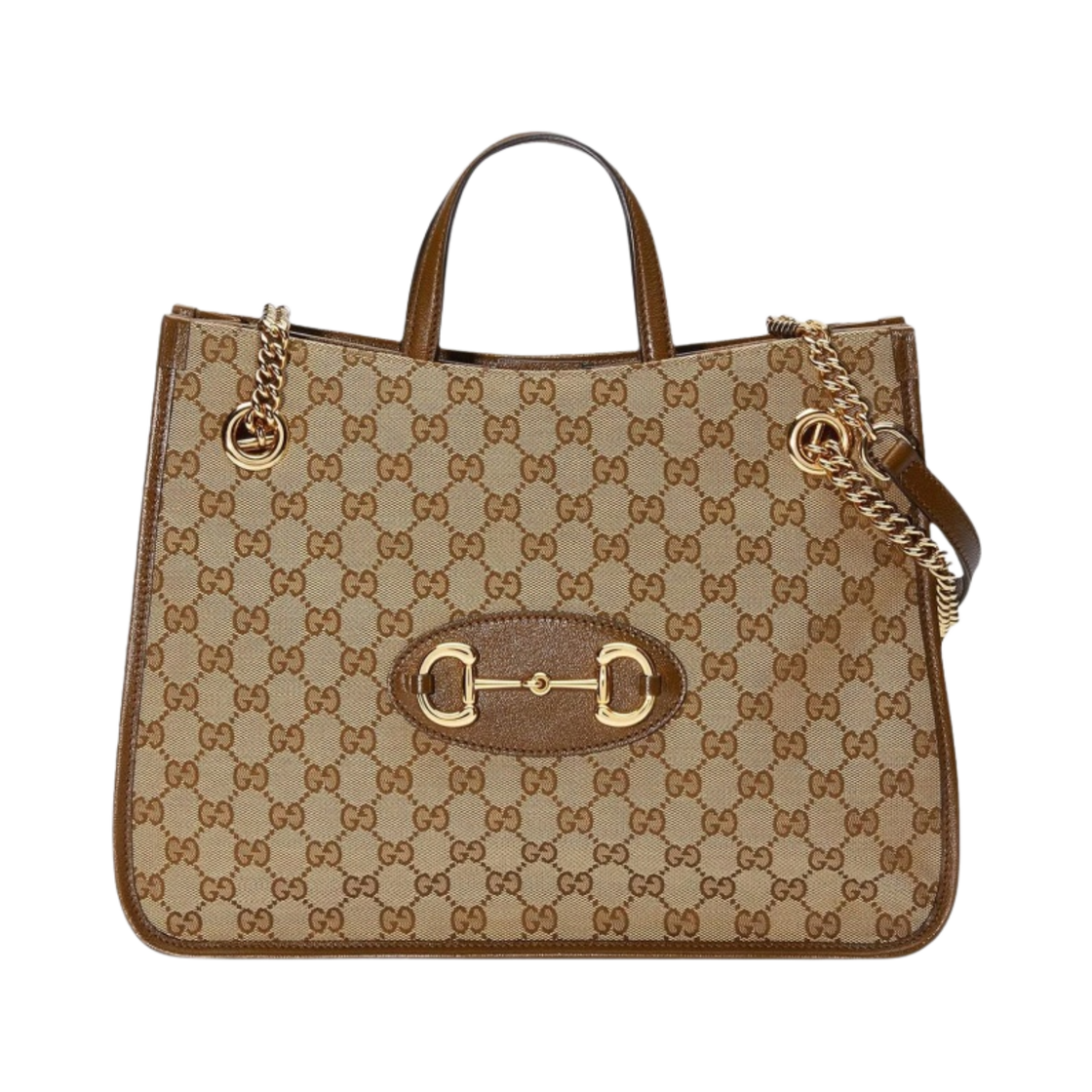 621144-GY5OG-8563 Gucci Horsebit 1955 Medium Tote Bag Beige Ebony GG Supreme