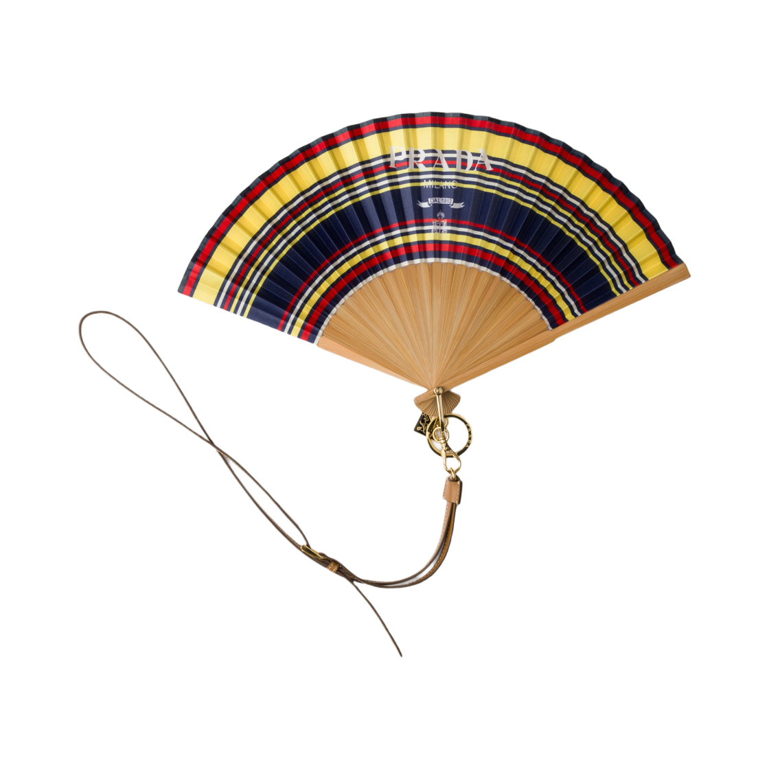 1TT234-2HGO-F0853 Prada Fan with Leather Strap Red Yellow