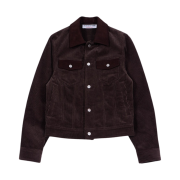 The Museum Visitor Corduroy Suede Trucker Jacket Brown