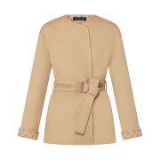 (W) Louis Vuitton Signature Short Double Face Wrap Coat Savane
