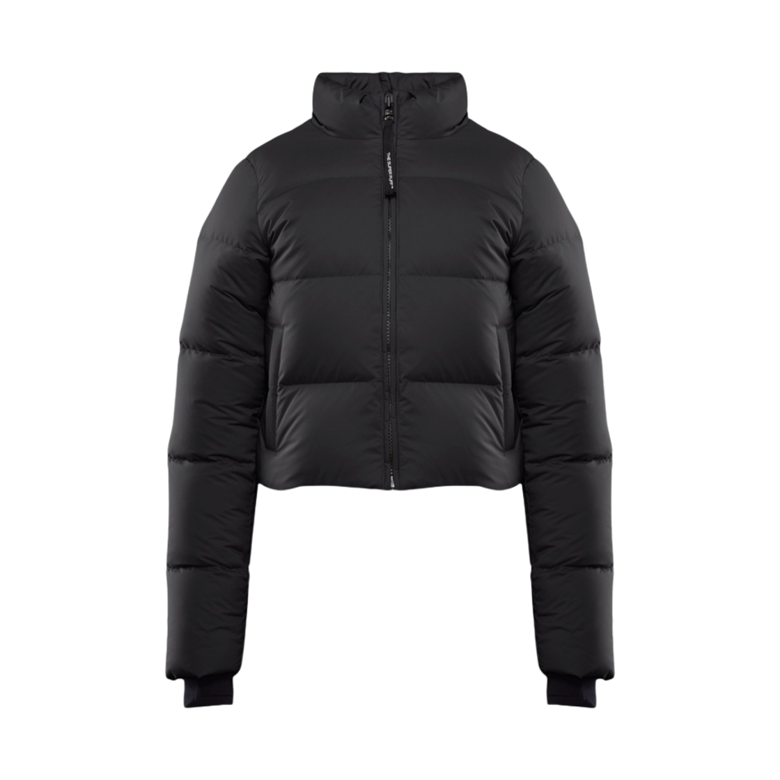 111498 (W) Aritzia The Super Mini Puff Climatte Goose Down Mockneck Mini Puffer Jacket Black