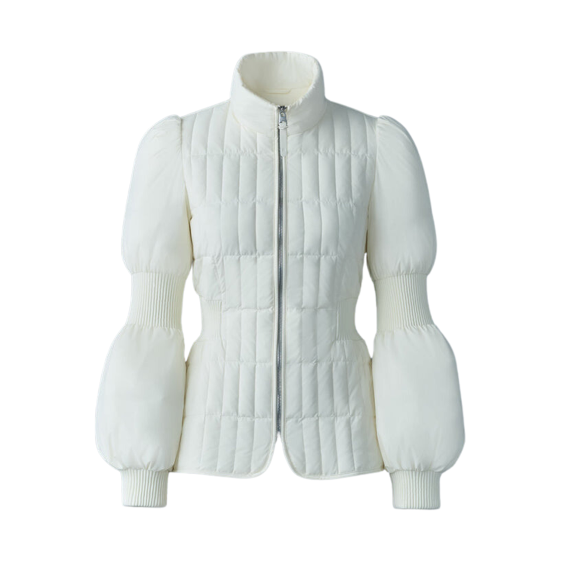 FELICIA (W) Mackage Felicia Light Down Vertical Quilted Jacket Smocked at Waist Cream