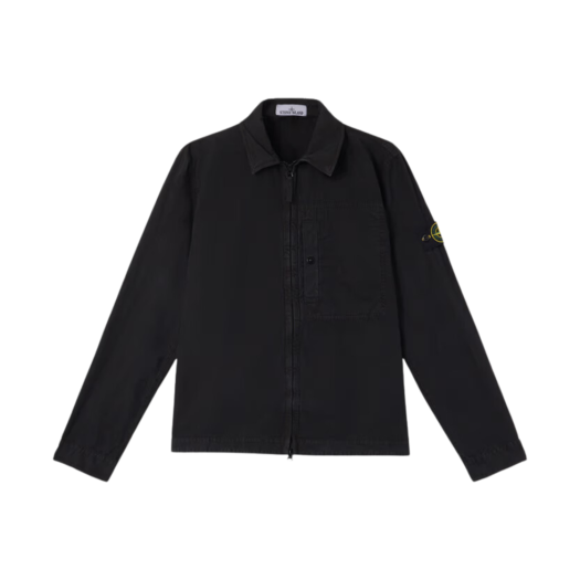 K1S1512000-32S00WN-V0129 Stone Island 1200032 Brushed Organic Cotton Canvas Old Effect Overshirt Black - 25SS
