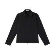 Stone Island 1200032 Brushed Organic Cotton Canvas Old Effect Overshirt Black - 25SS