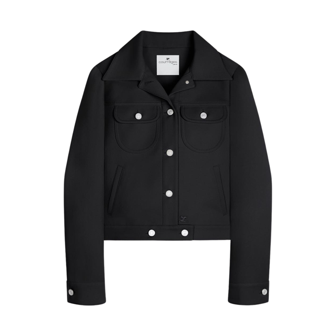 (W) 꾸레쥬 트윌 트러커 자켓 블랙((W) Courreges Twill Trucker Jacket Black)