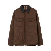 Burberry Check Quilted Reversible Overshirt Dark Truffle Brown