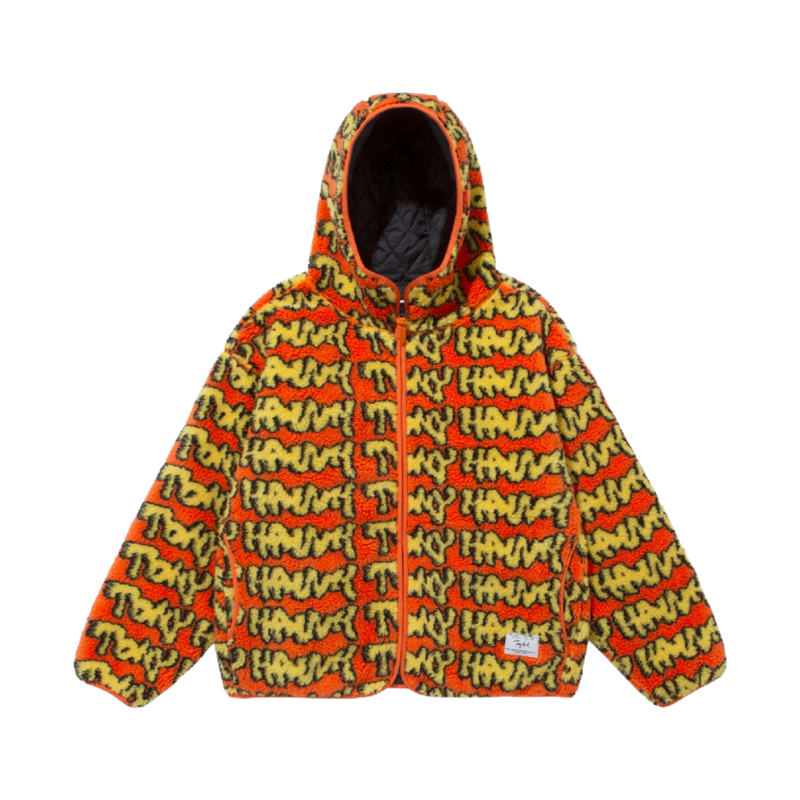 TH2203JK04OR TONY HAWK Doodle Logo Sherpa Hoodie Zip Up Jacket Orange