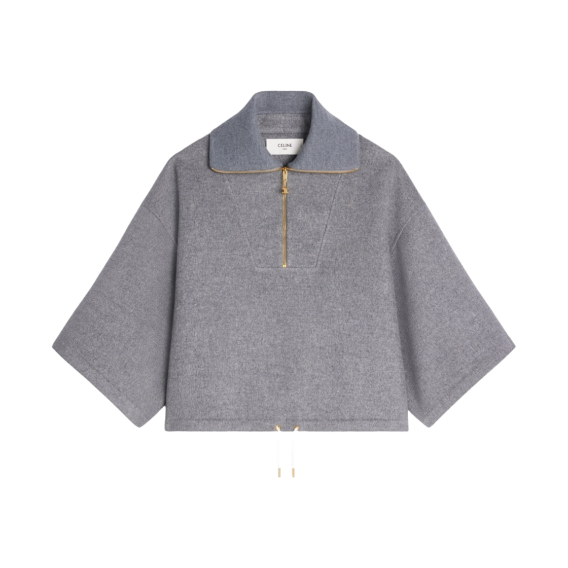 (W) 셀린느 더블 페이스 캐시미어 에그 피 자켓 미디움 그레이((W) Celine Egg Pea Jacket in Double Face Cashmere Medium Grey) - 1