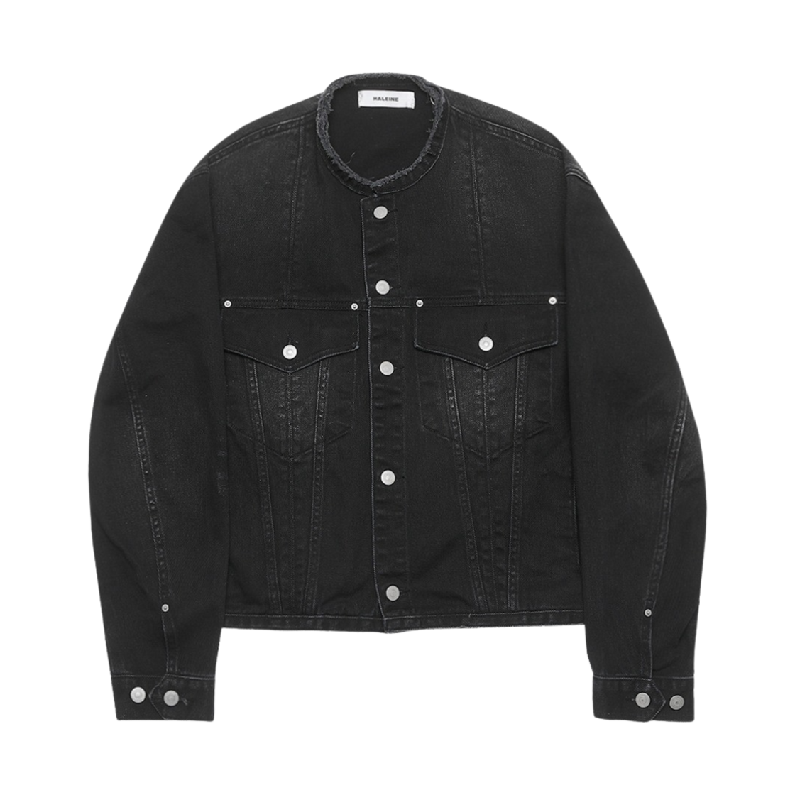 알렌느 라운드 넥 데님 자켓 블랙(Haleine Ronud Neck Denim Jacket Black)