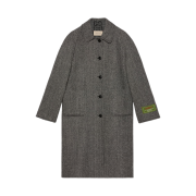 (W) Gucci Reversible Chevron GG Wool Coat Grey Dark Grey