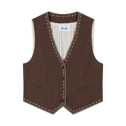 Fritur Embroidery Linen Vest Brown_F251VE01