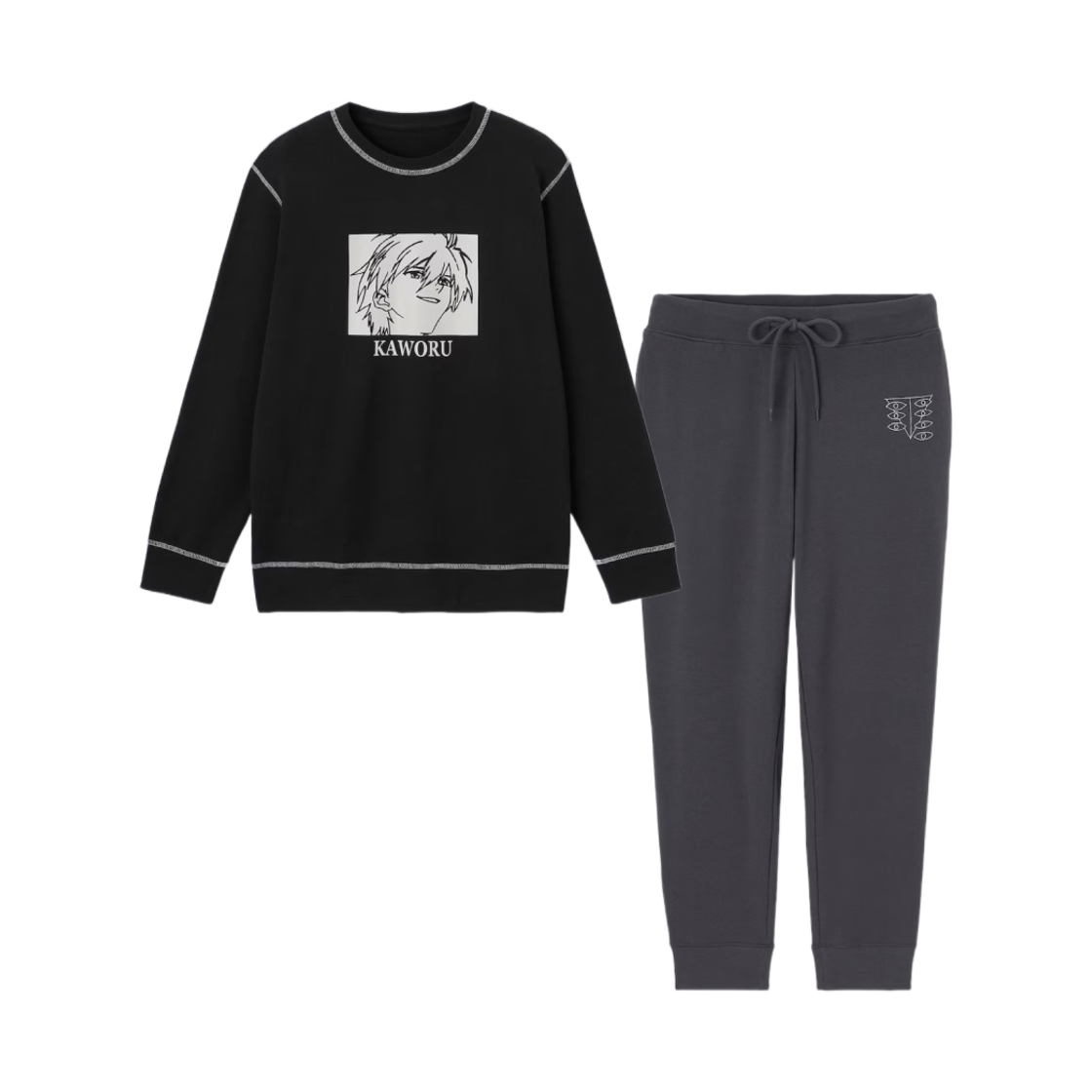 353088-09 GU x Evangelion Stretch Soft Lounge Set Long Sleeve Black - JP