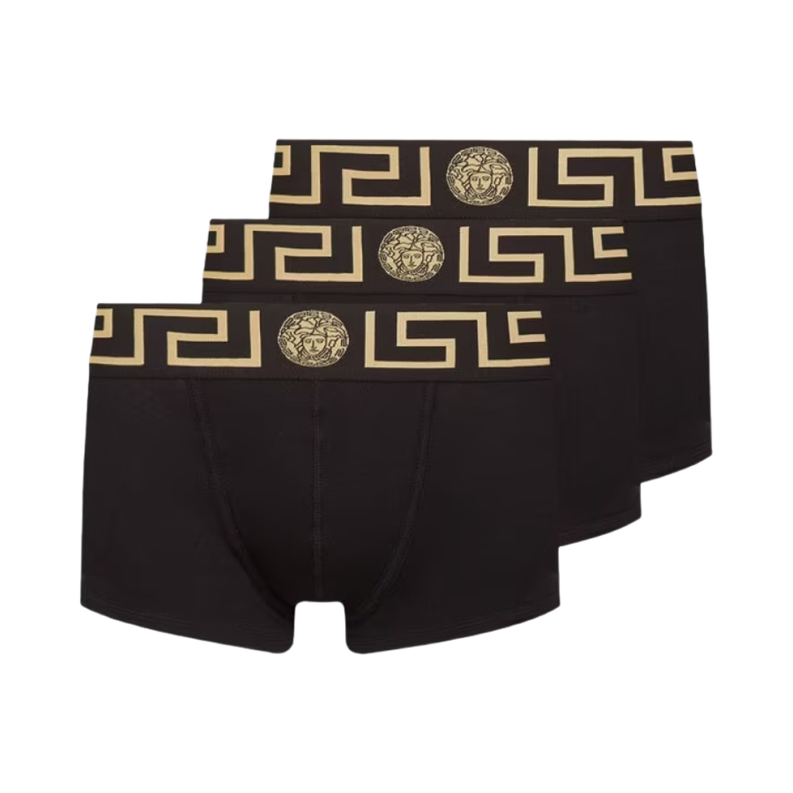 AU10326-A232741-A80G Versace Greca Border Trunks Black (3 Pack)