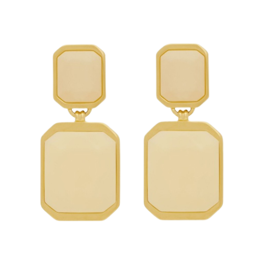 (W) 생로랑 옥타곤 이어링 메탈 레진 골드 아이스드 아이보리((W) Saint Laurent Octagon Earrings in Metal and Resin Gold and Iced Ivory) - 1
