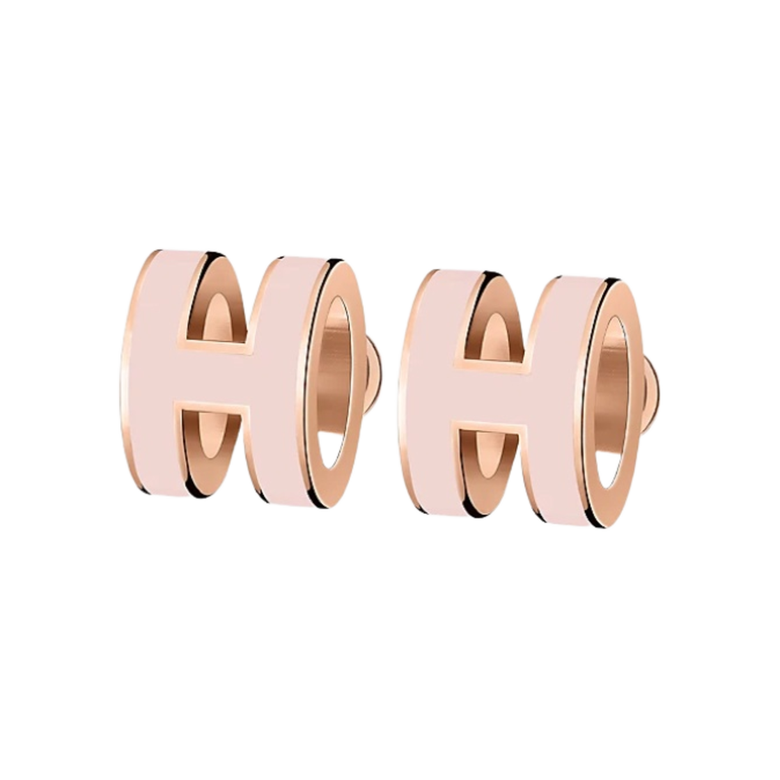 (W) 에르메스 미니 팝아슈 이어링 로즈 골드 하드웨어 & 로즈 드라제((W) Hermes Mini Pop H Earrings Rose Gold & Rose Dragee)