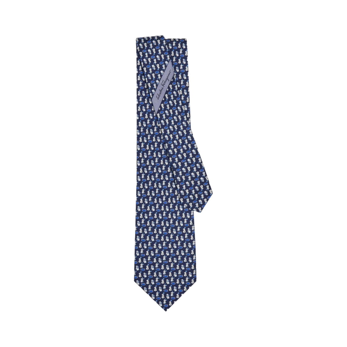 페라가모 래빗 프린트 실크 타이 블루 네이비(Ferragamo Rabbit Print Silk Tie Blue Navy) - 1
