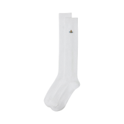 (W) Vivienne Westwood One Point Orb Plain High Socks White