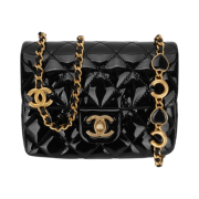 Chanel Mini Flap Bag Enamel Patent Calfskin & Gold Black