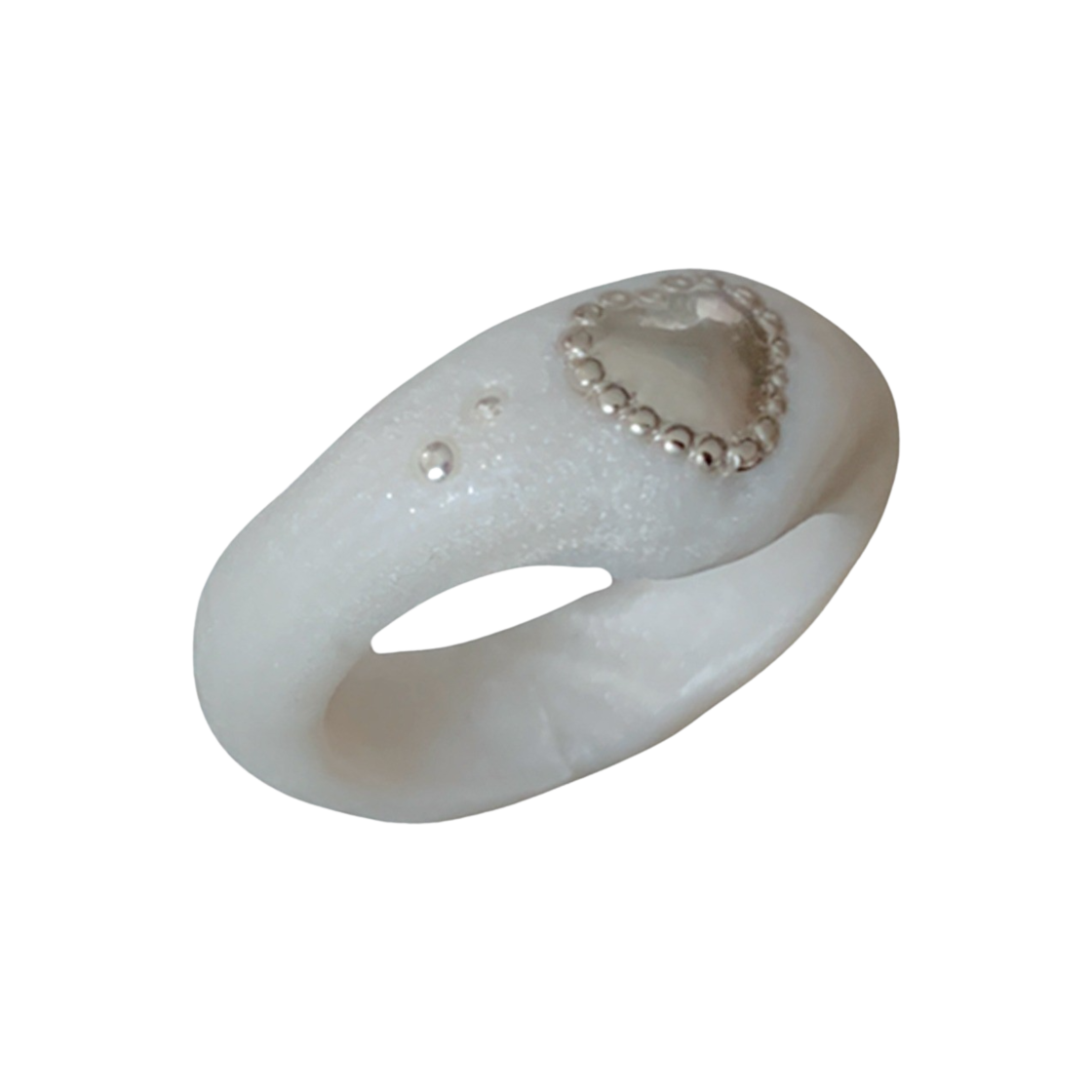 엔프프 하트 모티프 링 화이트