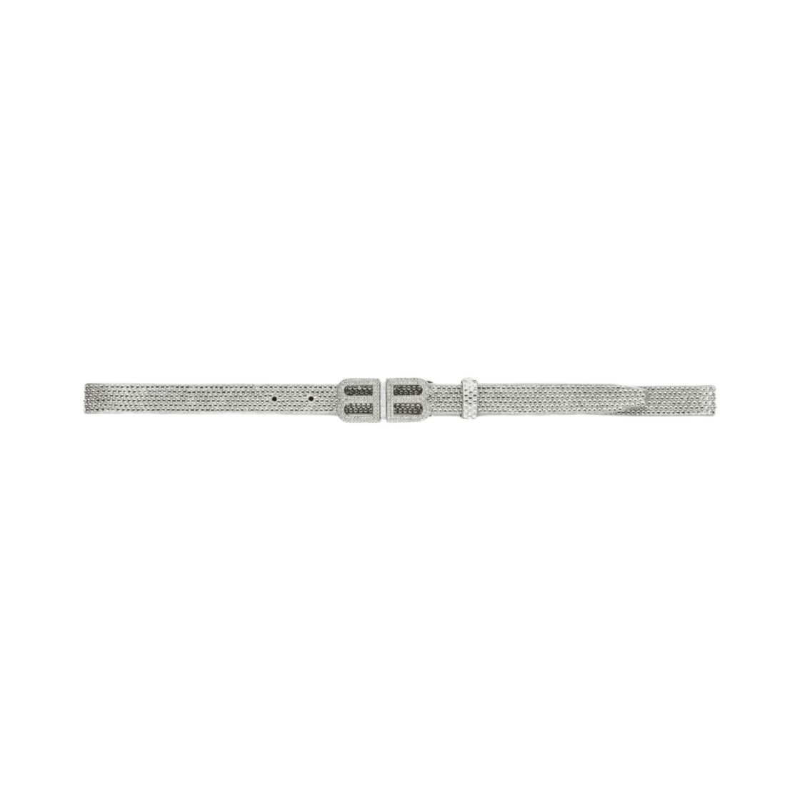 (W) 발렌시아가 BB 아워글래스 씬 벨트 라인스톤 그레이((W) Balenciaga BB Hourglass Thin Belt with Rhinestones Grey) - 1