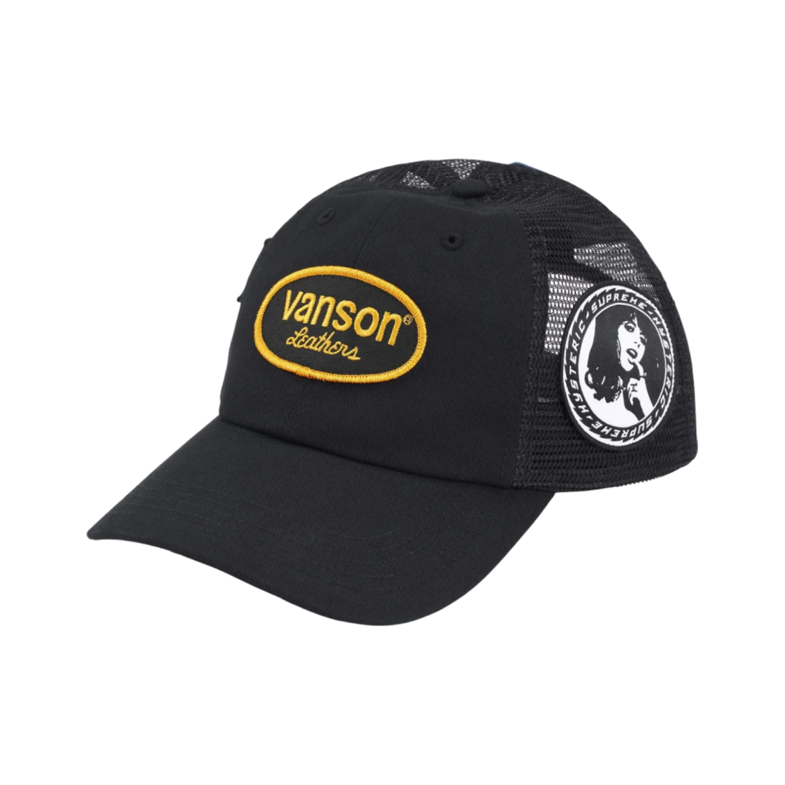 슈프림 x 히스테릭 글래머 x 밴슨 레더 메쉬 백 6-패널 블랙 - 24FW(Supreme x Hysteric Glamour x Vanson Leathers Mesh Back 6-Panel Black - 24FW)