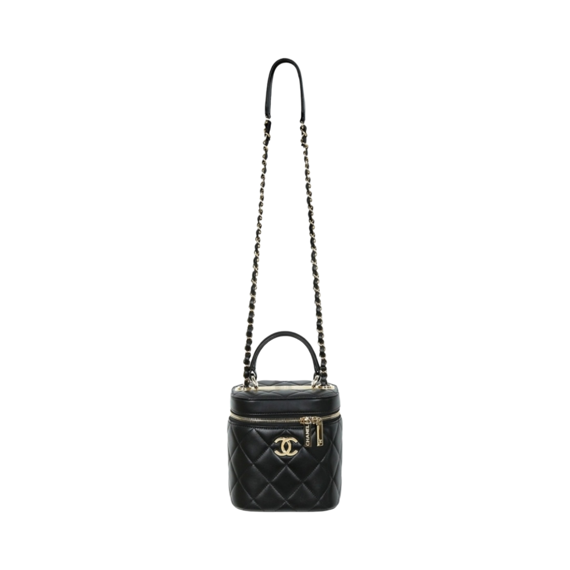 샤넬 코스메틱 케이스 램스킨 & 골드 메탈 블랙(Chanel Vanity Case Lambskin & Gold Black) - 3