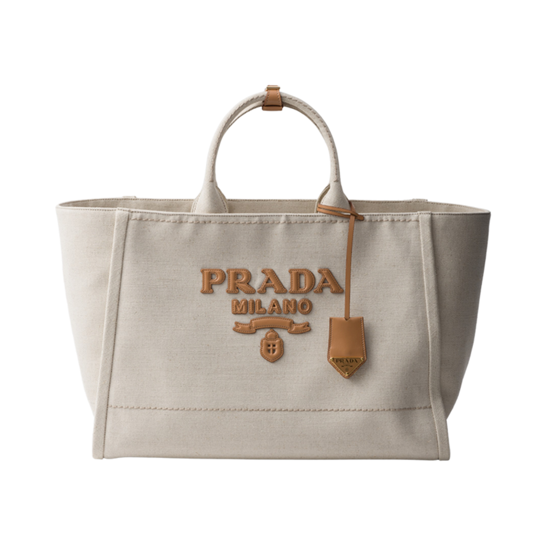 2VG125-ZPX-F0018 Prada Linen Blend Tote Bag Natural