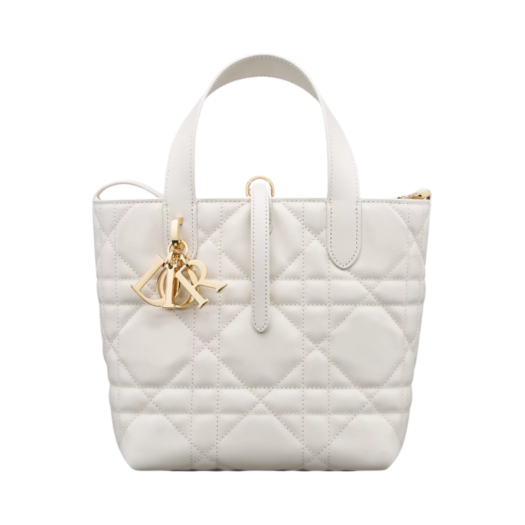Dior Small Toujours Vertical Tote Bag Macrocannage Calfskin Latte