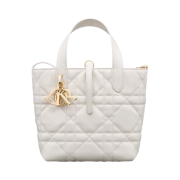Dior Small Toujours Vertical Tote Bag Macrocannage Calfskin Latte