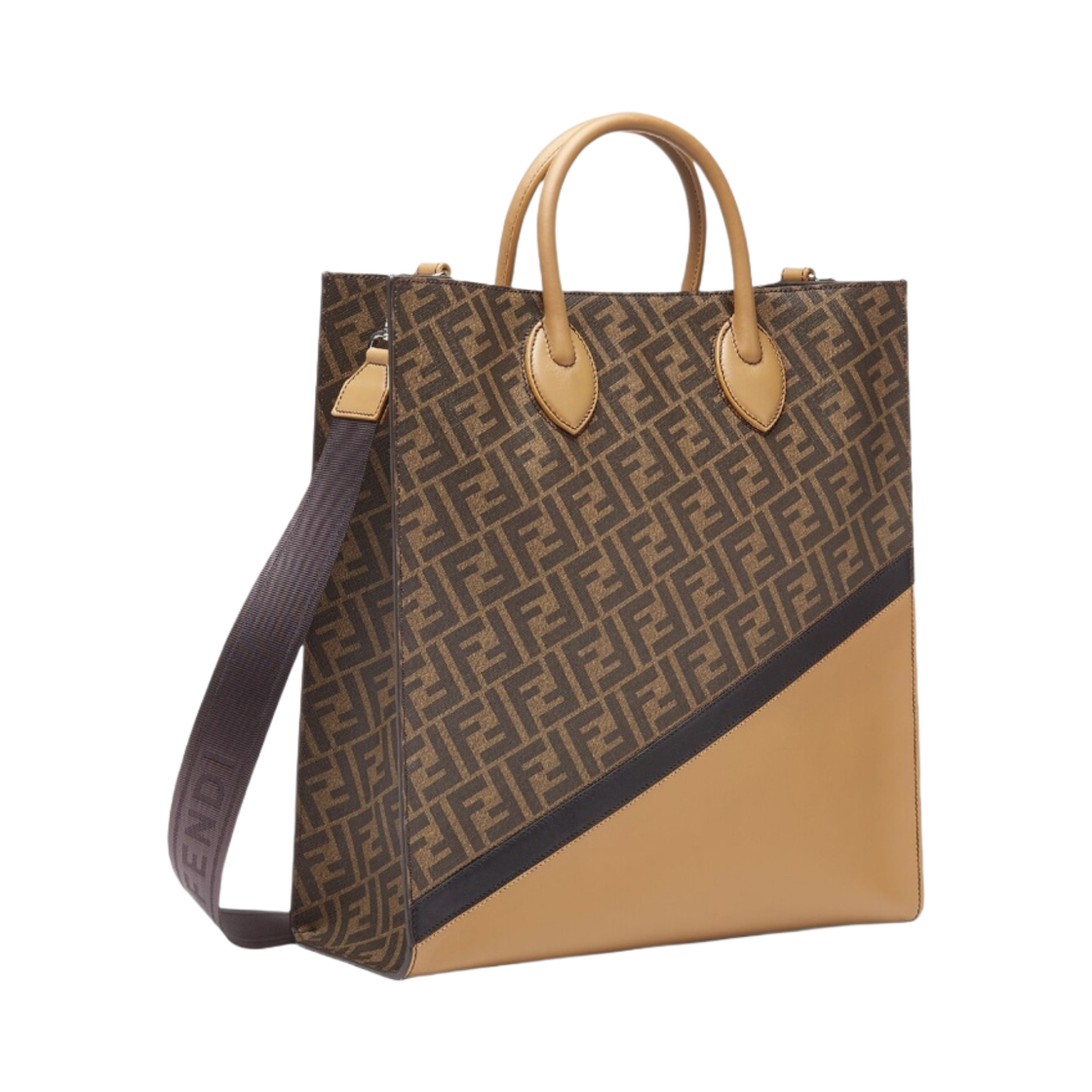 펜디 FF 다이애그널 버티컬 토트 레더 백 브라운(Fendi FF Diagonal Vertical Tote Leather Bag Brown) - 2