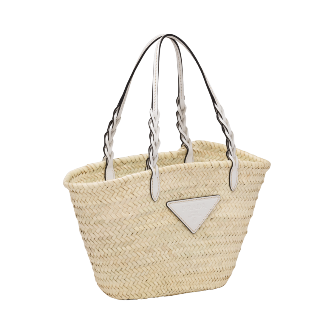 프라다 우븐 팜 레더 토트백 탄 화이트(Prada Woven Palm and Leather Tote Bag Tan White) - 2