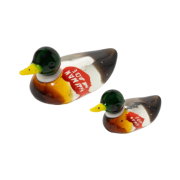 Human Made Duck Pair Glass Figurine Clear