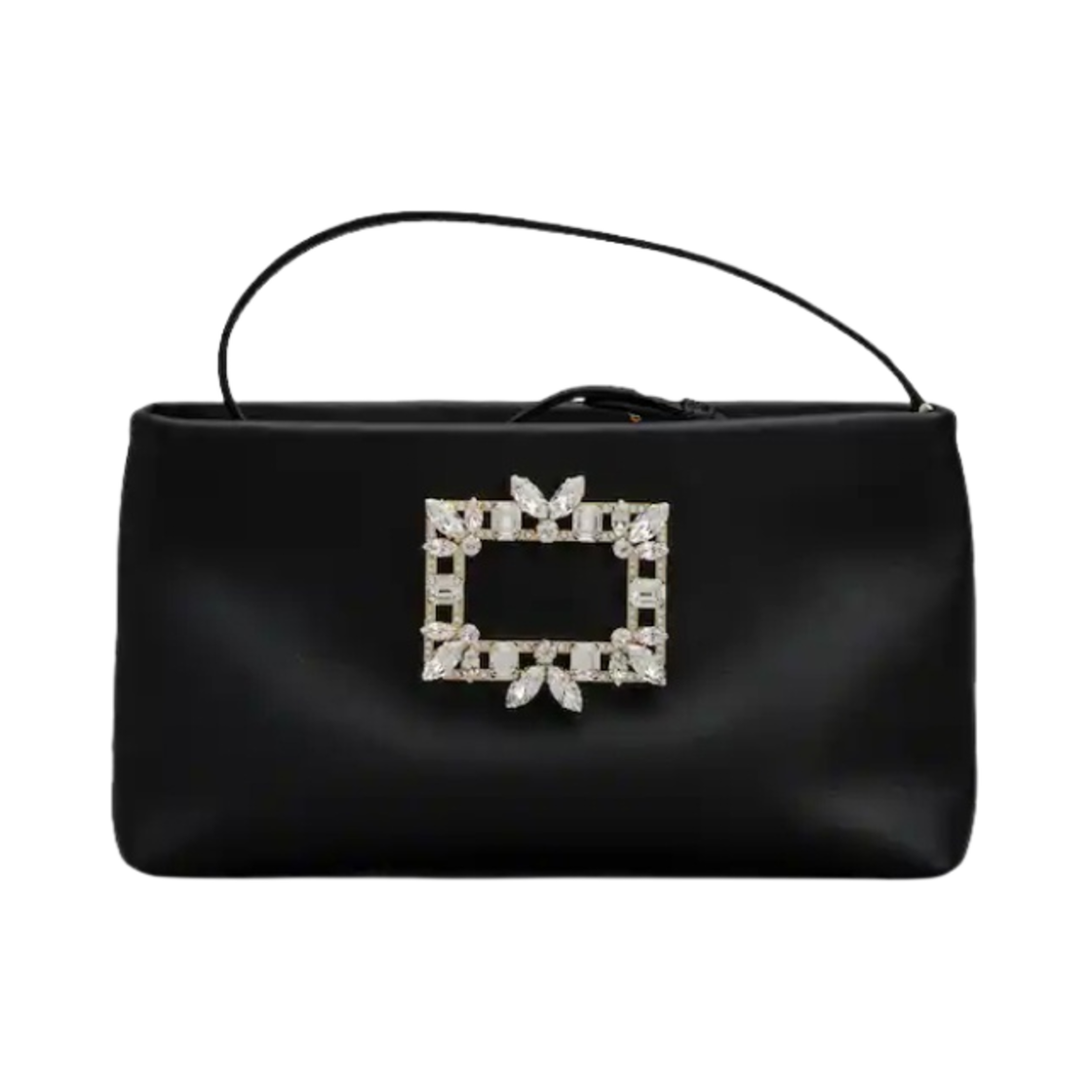 RBWAMZW0100D8CB999 Roger Vivier RV Nightlily Broche Vivier Buckle Mini Bag in Leather Black