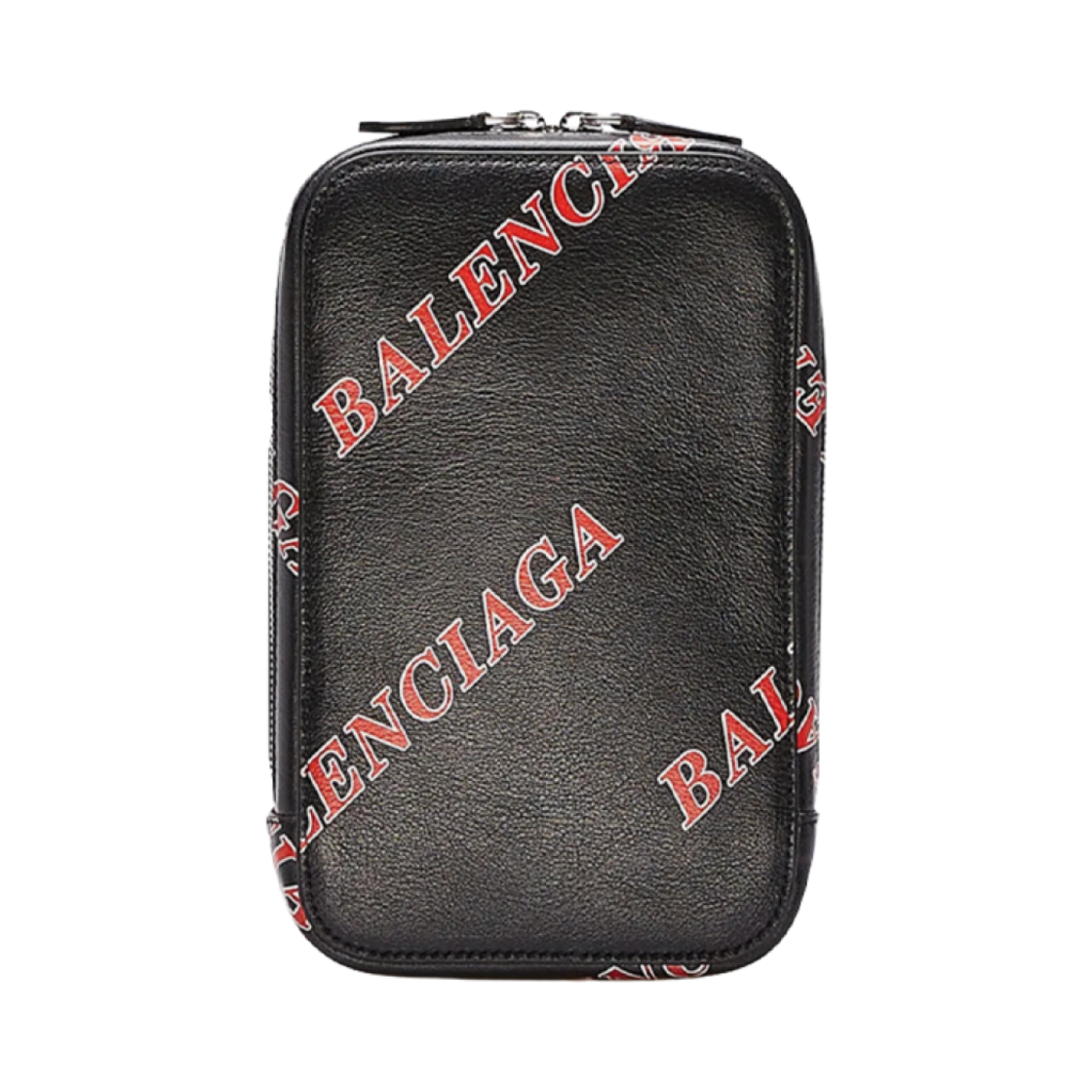6181891CBK31067 Balenciaga Logo Phone Holder Crossbody Bag Black