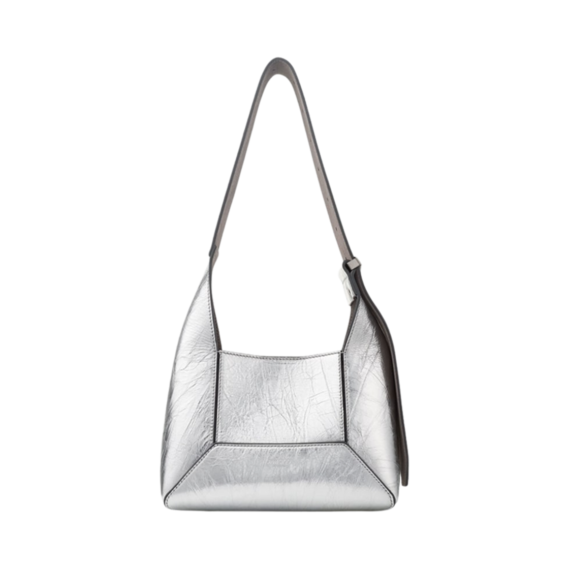 DIAMONDHOBOSBYKAA0960 Jimmy Choo Diamond Hobo S Vintage Metallic Leather Shoulder Bag Silver Antique Silver
