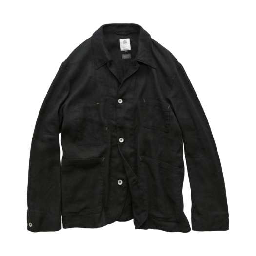 PL5PJK0421B0 Polyteru Nap Linen Coverall Jacket (Chore Jacket) Black