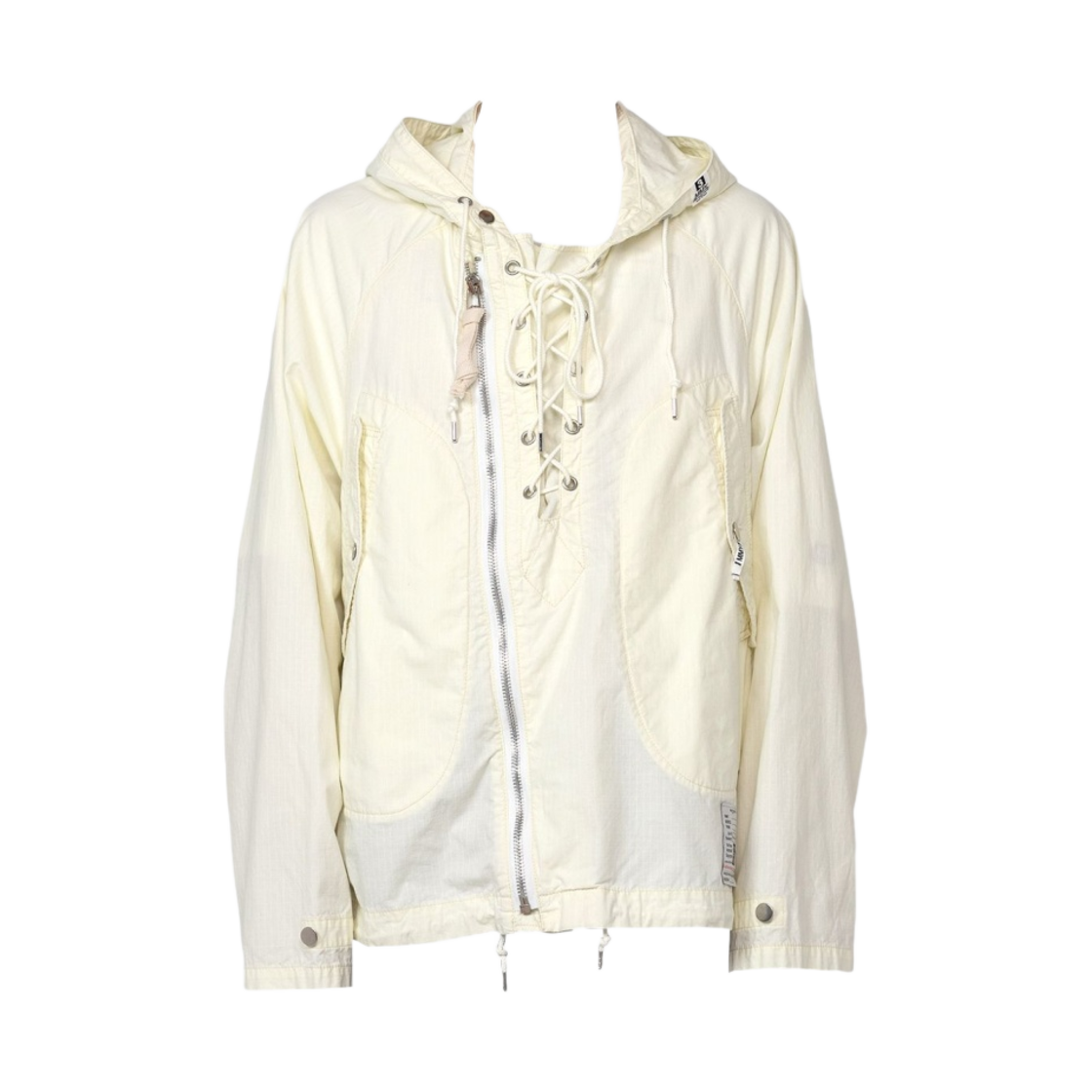 J12BL051-WHITE Maison Mihara Yasuhiro Lace-up Hooded Jacket White