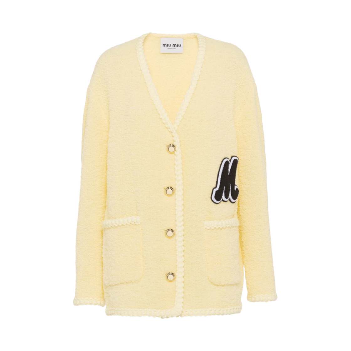 (W) 미우 미우 싱글 브레스티드 부클레 자켓 크림((W) Miu Miu Single Breasted Boucle Jacket Cream) - 1