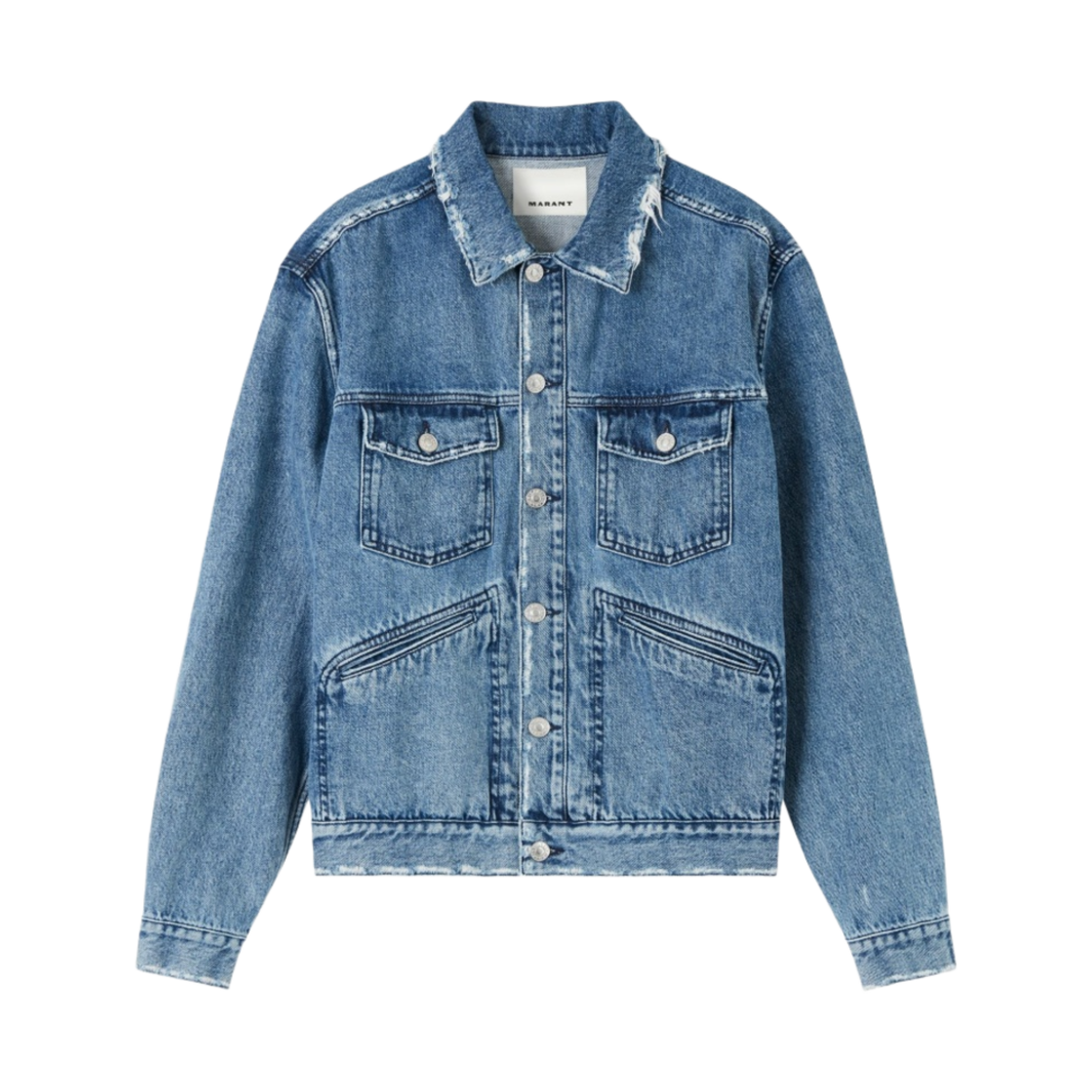 VE0061HA-A1H29H-30BU Isabel Marant Jango Embroidered Denim Jacket Blue - 23SS