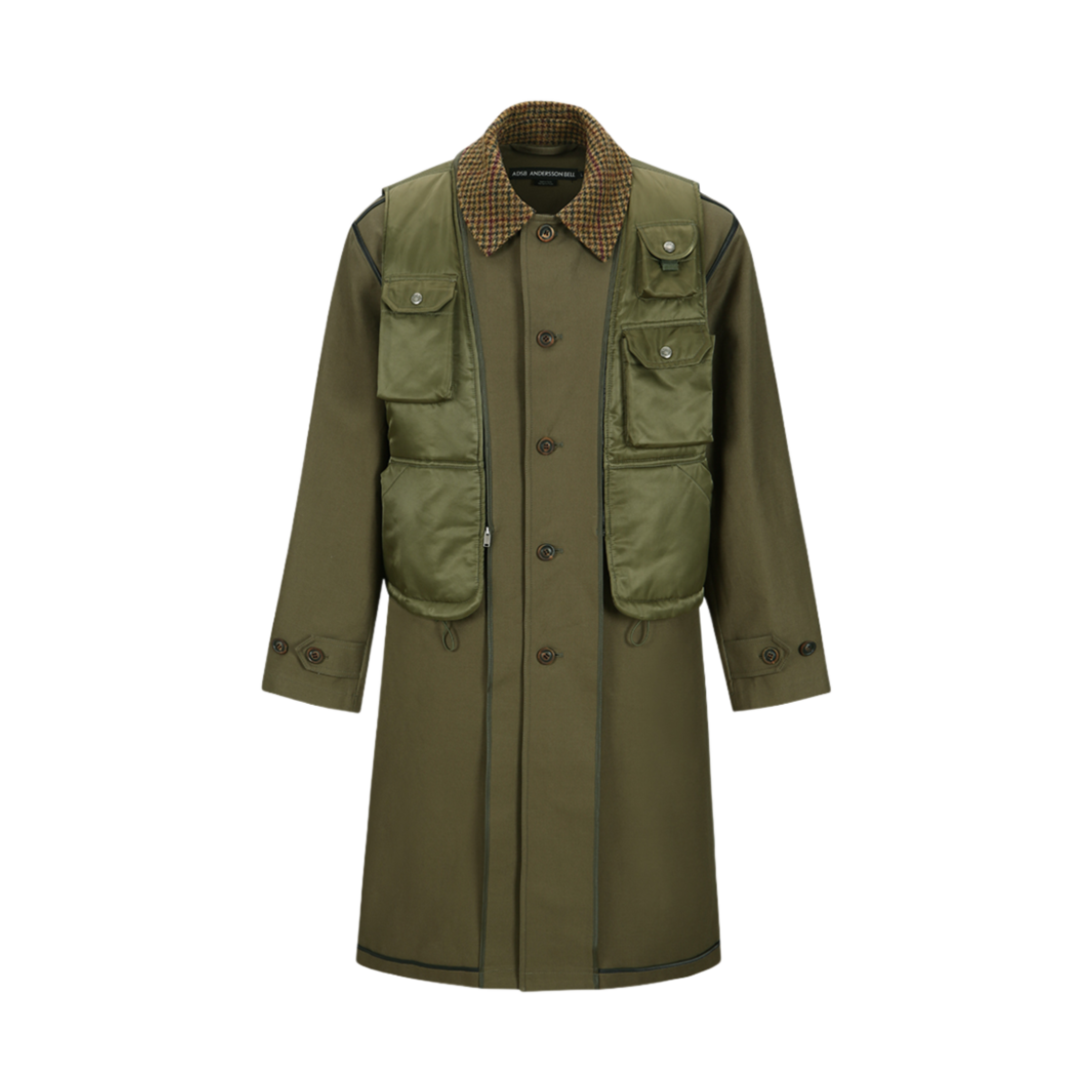 ADSB 앤더슨벨 유니섹스 베스트 레이어드 인사이드 아웃 코트 카키