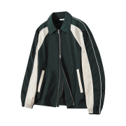 SLOW RECORD HOUSE Piping Line Windbreaker Green