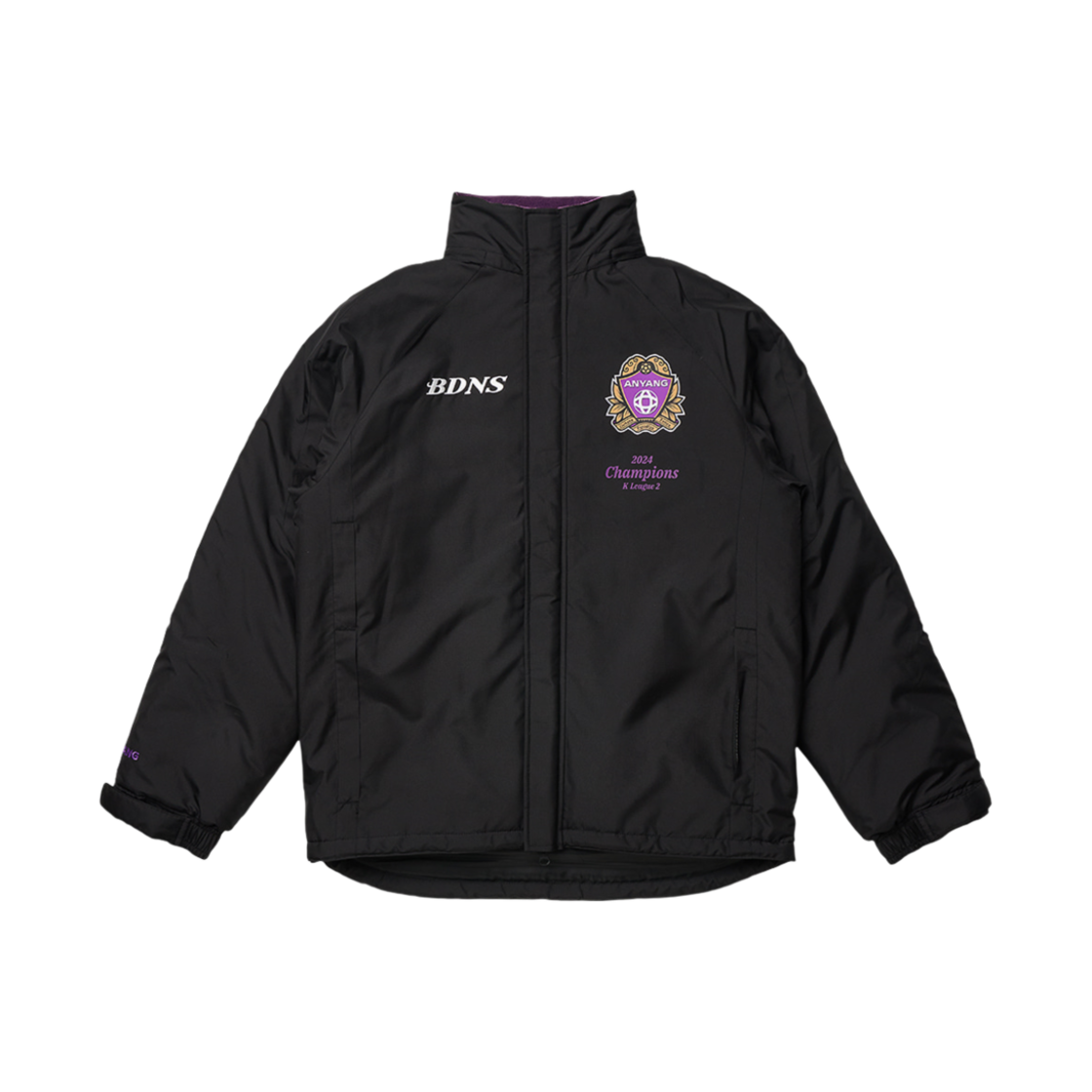 빠더너스 x FC 안양 패딩 미드필드 자켓 블랙(BDNS x FC Anyang Padded Midfield Jacket Black)