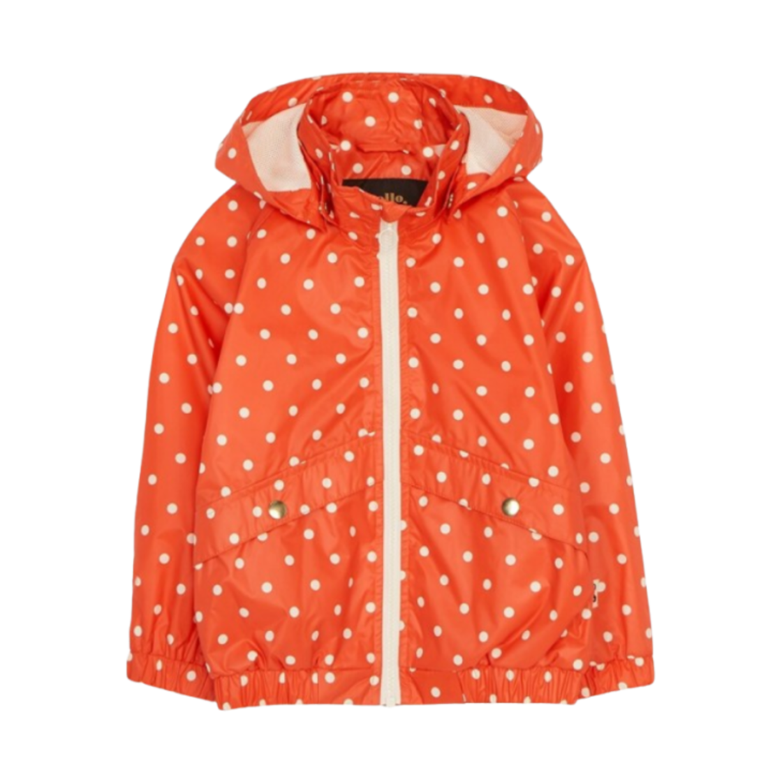 (키즈) 미니 로디니 폴카 도트 후드 자켓 레드((Kids) Mini Rodini Polka Dot Hoodie Jacket Red)