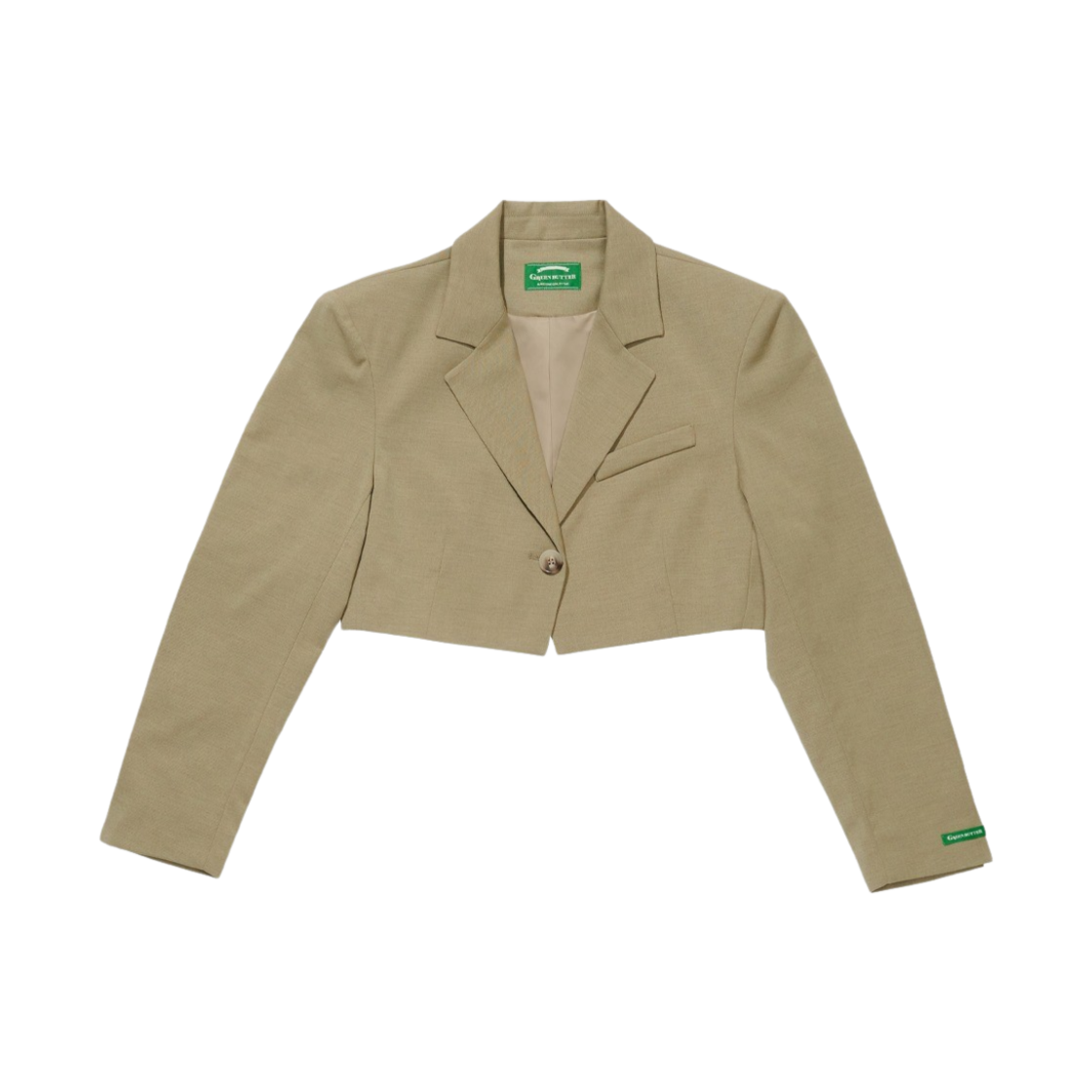 그린 버터 우먼 싱글 테일러드 크롭 자켓 베이지(Green Butter Women Single Tailored Crop Jacket Beige)