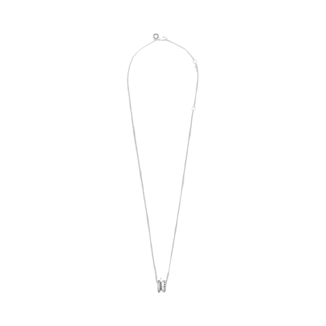 (W) 판도라 시그니처 로고 파베 & 비즈 네클리스 실버((W) Pandora Signature Logo Pave & Beads Necklace Silver)