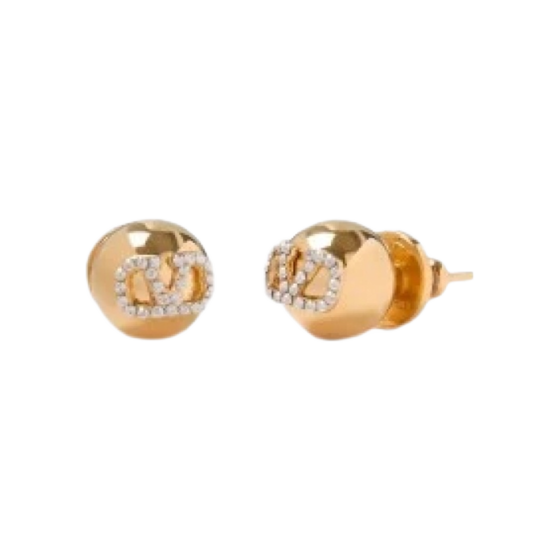 (W) 발렌티노 브이로고 시그니쳐 메탈 & 스와로브스키 크리스탈 이어링 골드((W) Valentino Vlogo Signature Metal & Swarovski Crystal Earrings Gold) - 1